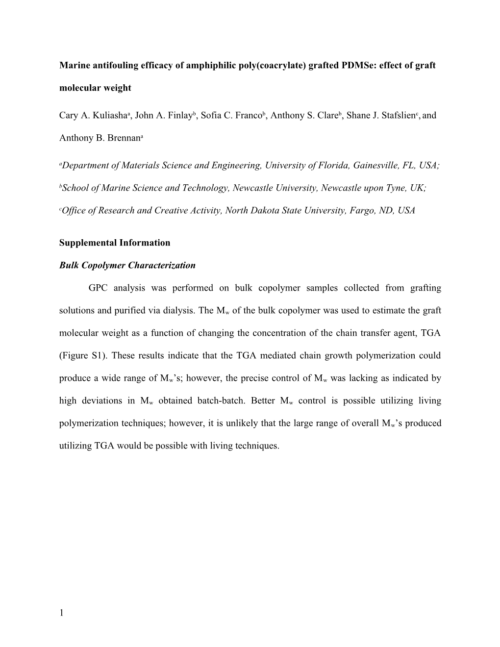 Marine Antifouling Efficacy of Amphiphilic Poly(Coacrylate) Grafted Pdmse: Effect of Graft