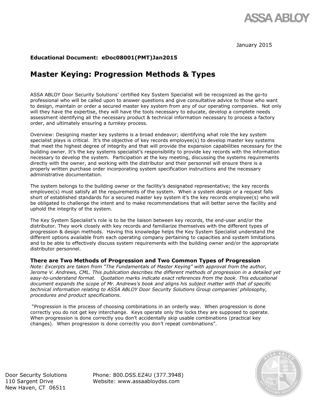 Master Keying: Progression Methods & Types