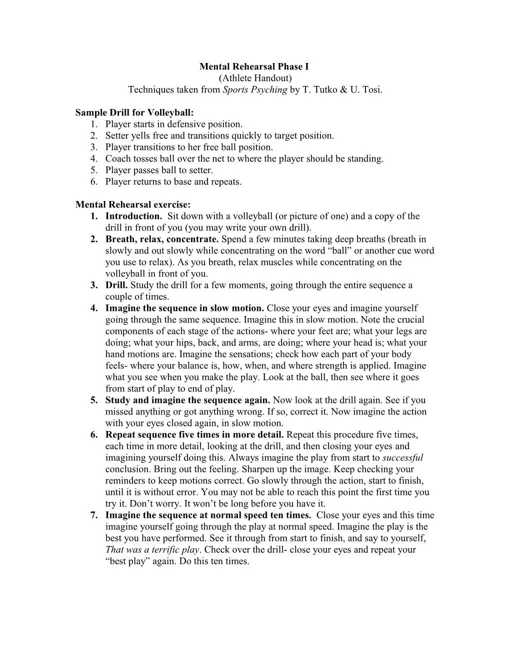 Coach S Script For: Breathing Easy Drill