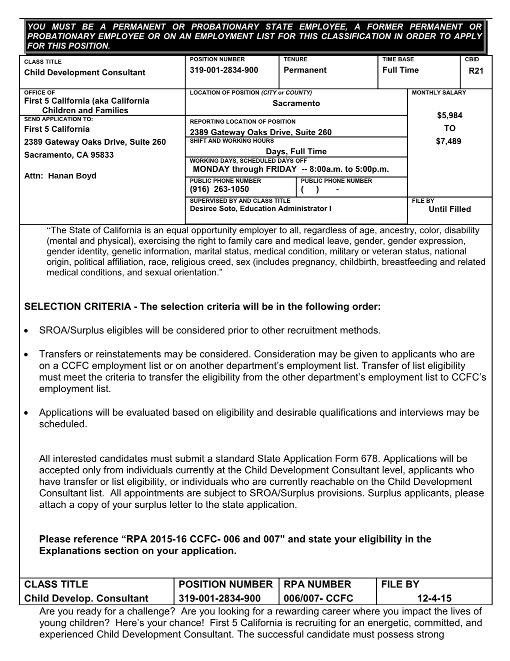 First 5 California (Aka California Children and Families Commission)