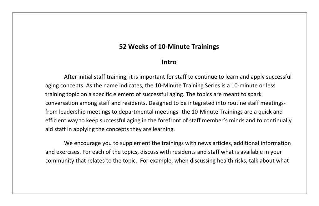 52 Weeks of 10-Minute Trainings