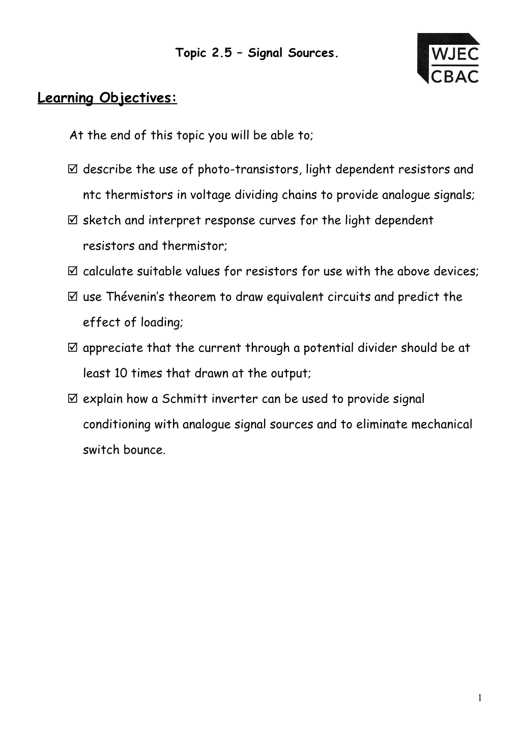 Topic 2.5 Signal Sources