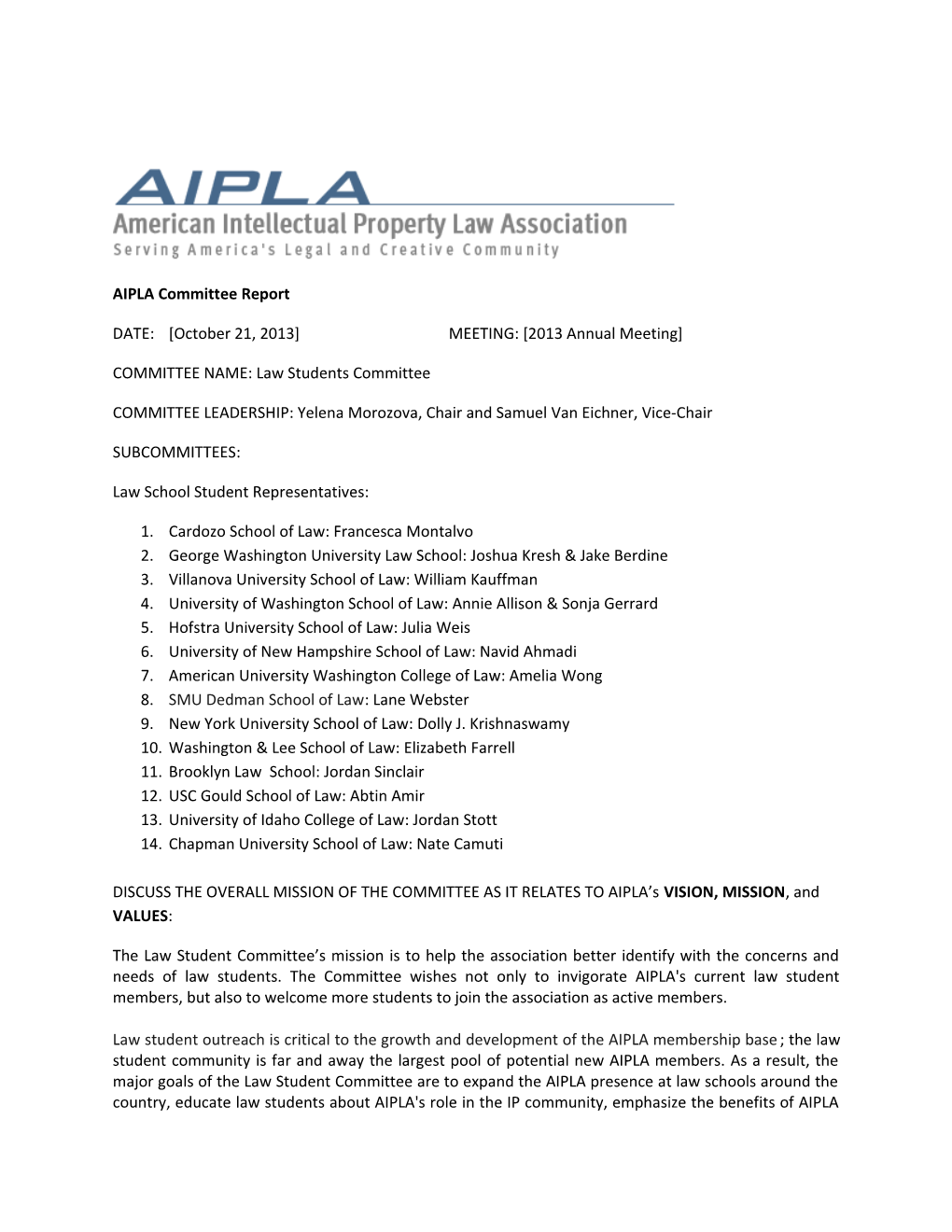 AIPLA Committee Report