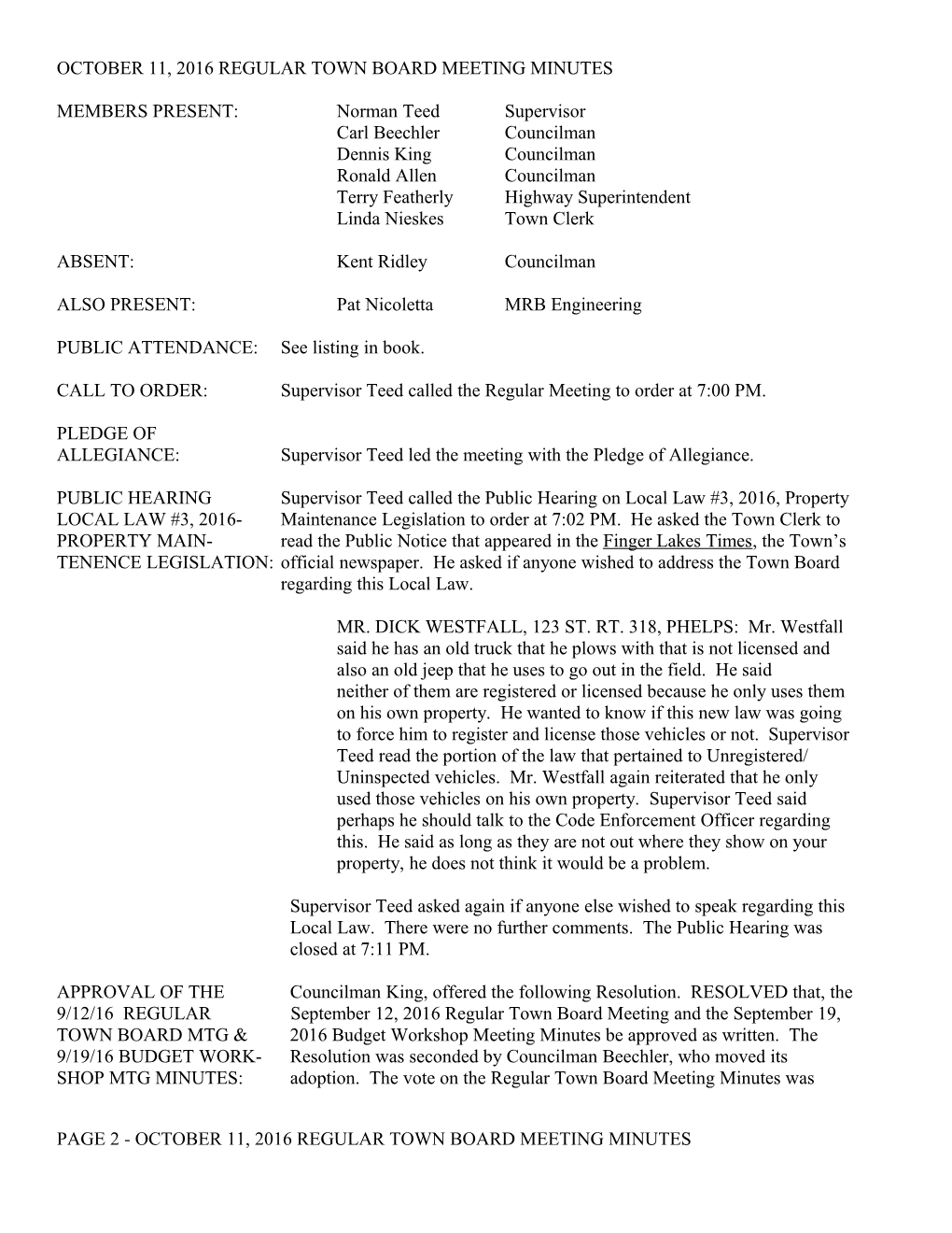 February 6, 2006 Regular Town Board Meeting Minutes