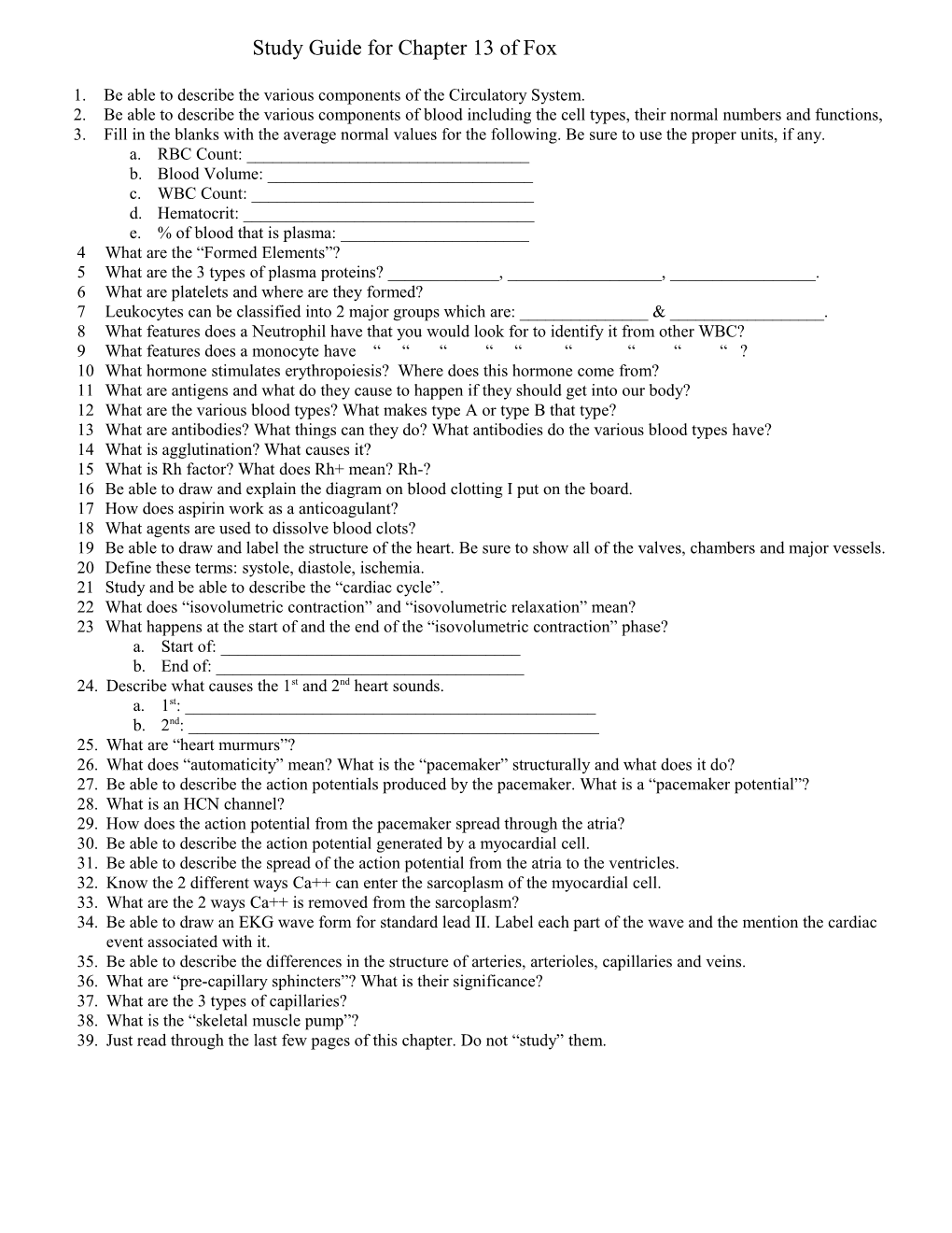 Study Guide for Chapter 13 of Fox