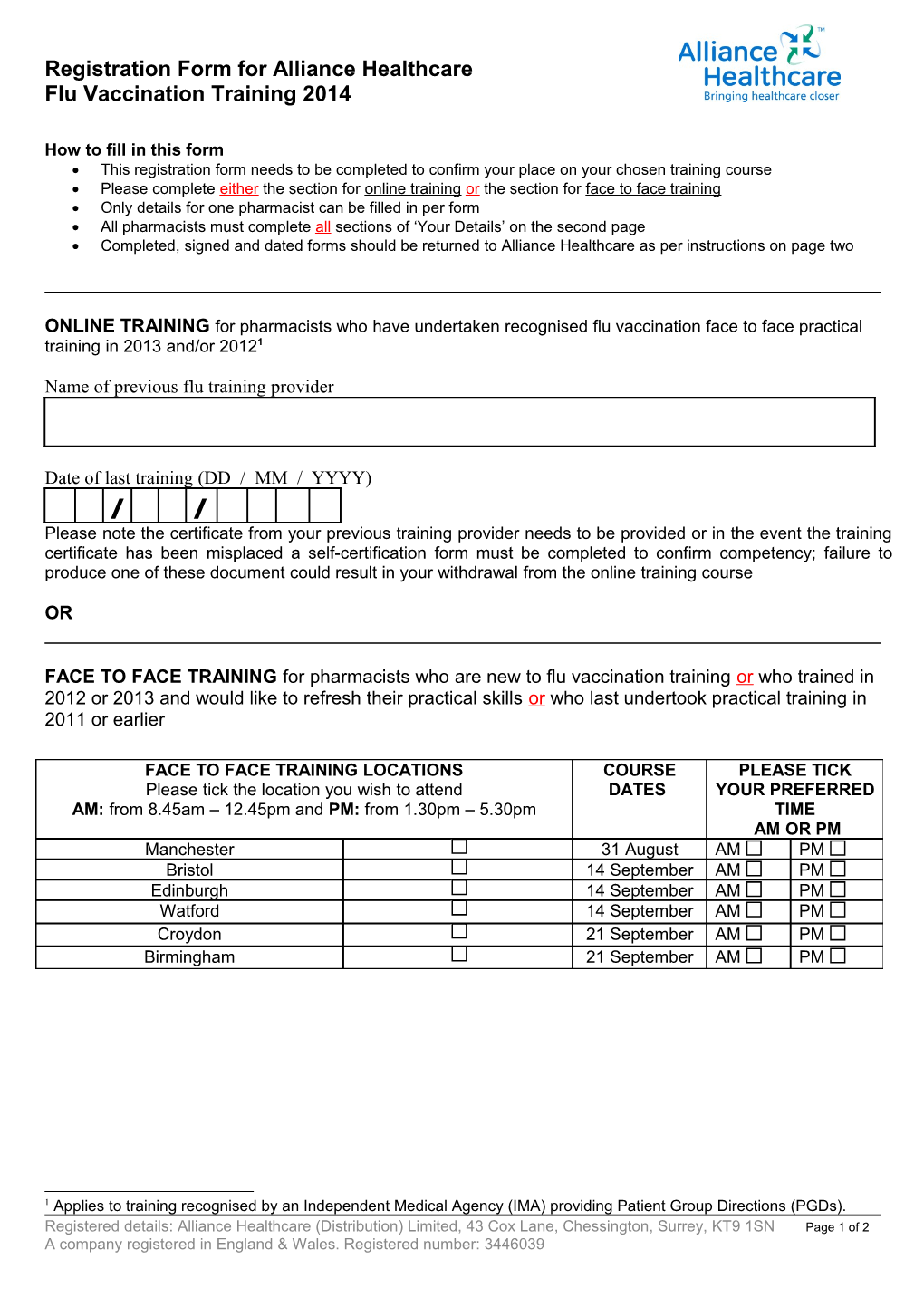 Registration Form for Online Statements, Invoices and Credits