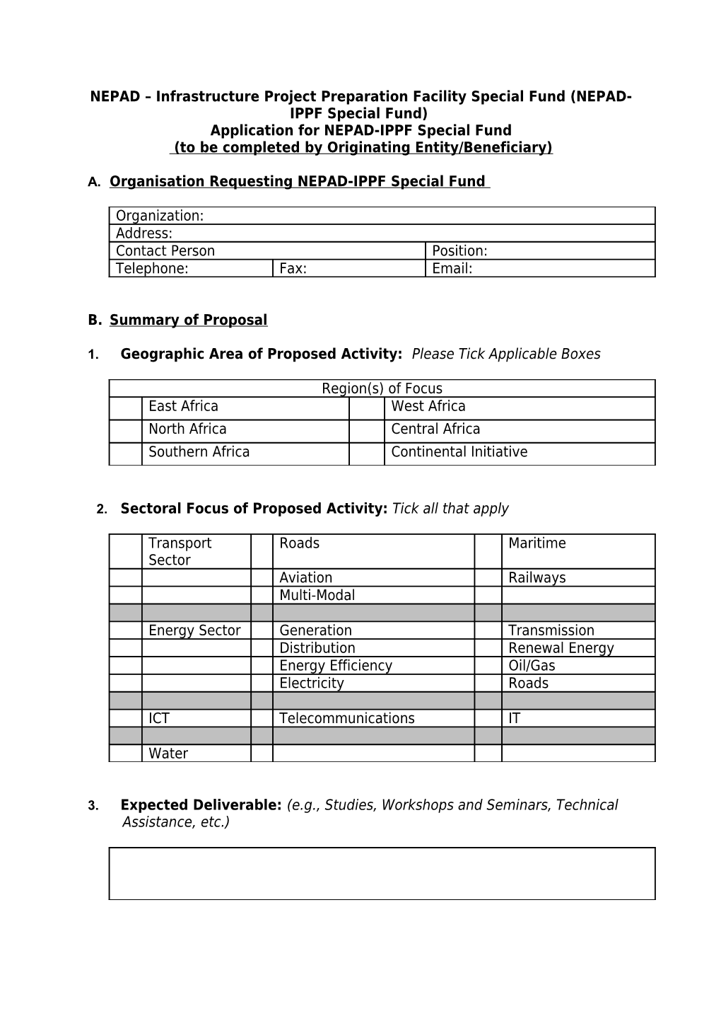 NEPAD Infrastructure Project Preparation Facility Special Fund (NEPAD-IPPF Special Fund)