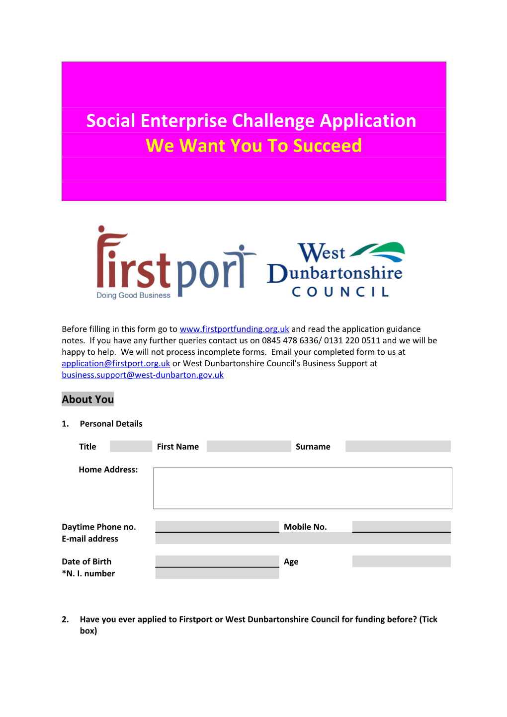 Social Enterprise Challenge Application