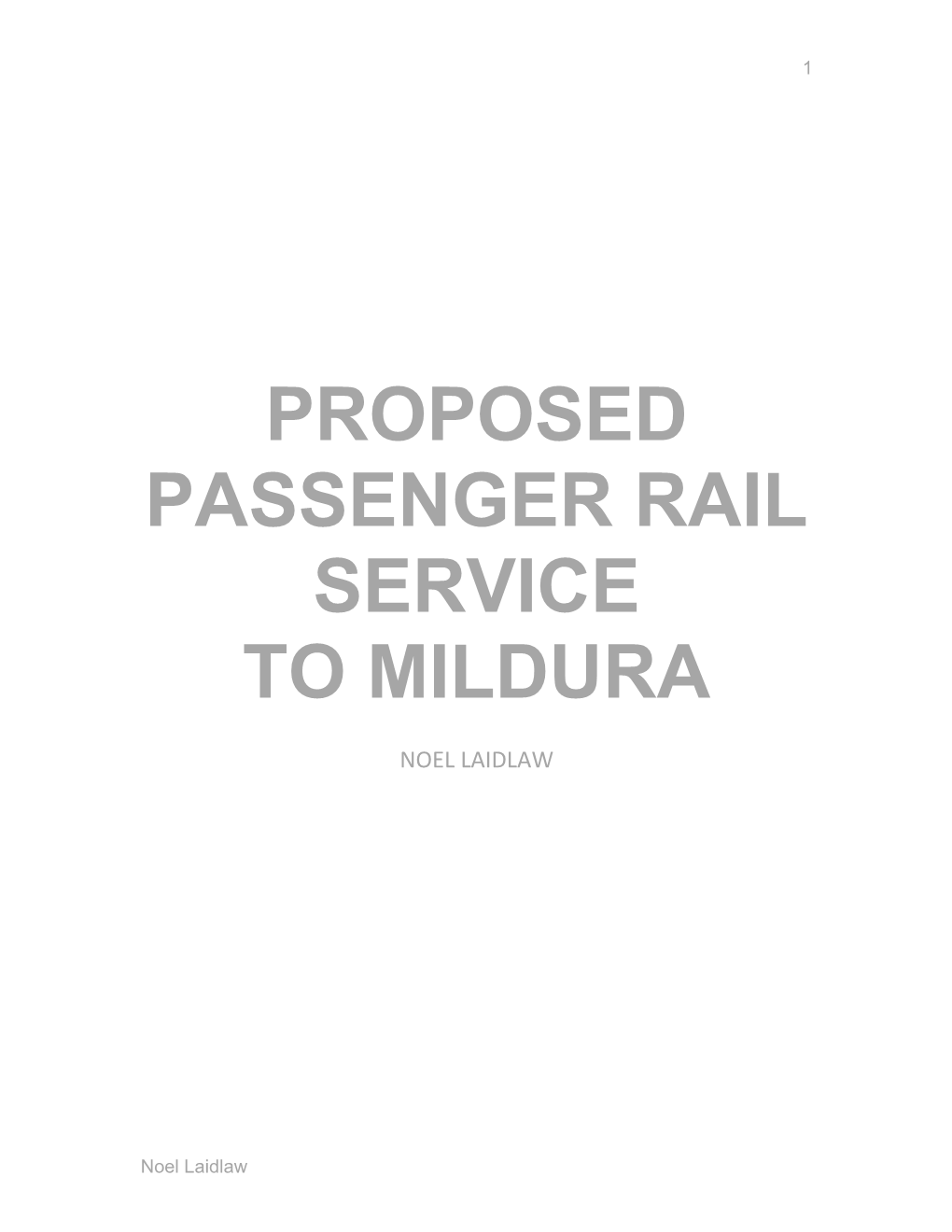 Proposed Passenger Rail Service to Mildura