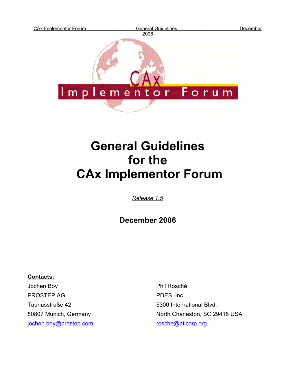 Cax Implementor Forum General Guidelines December 2006
