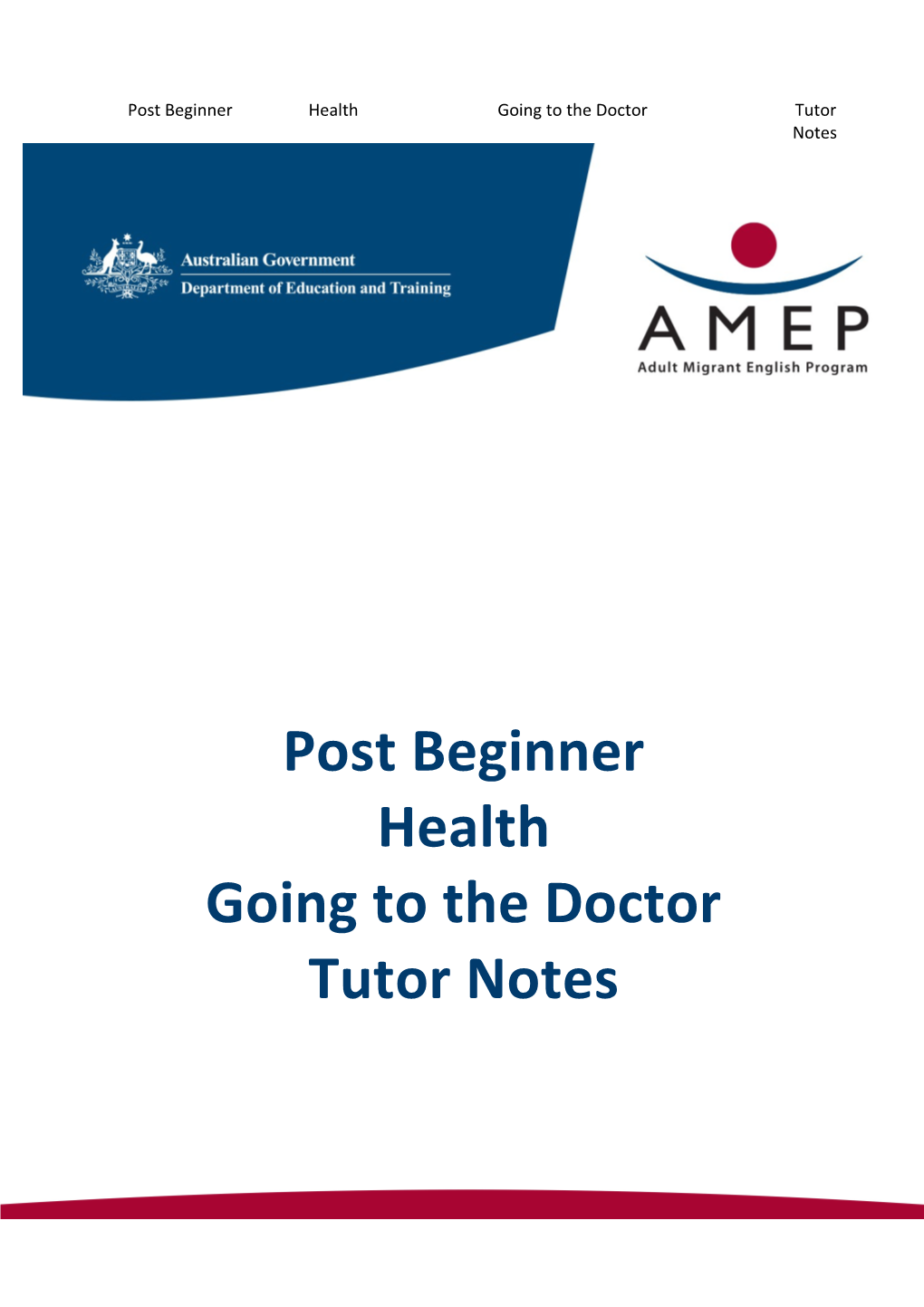 Post Beginner Health Going to the Doctor Tutor Notes