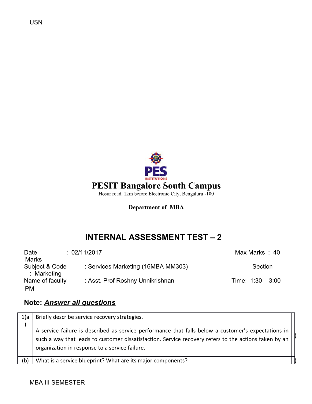 Internal Assessment Test 2