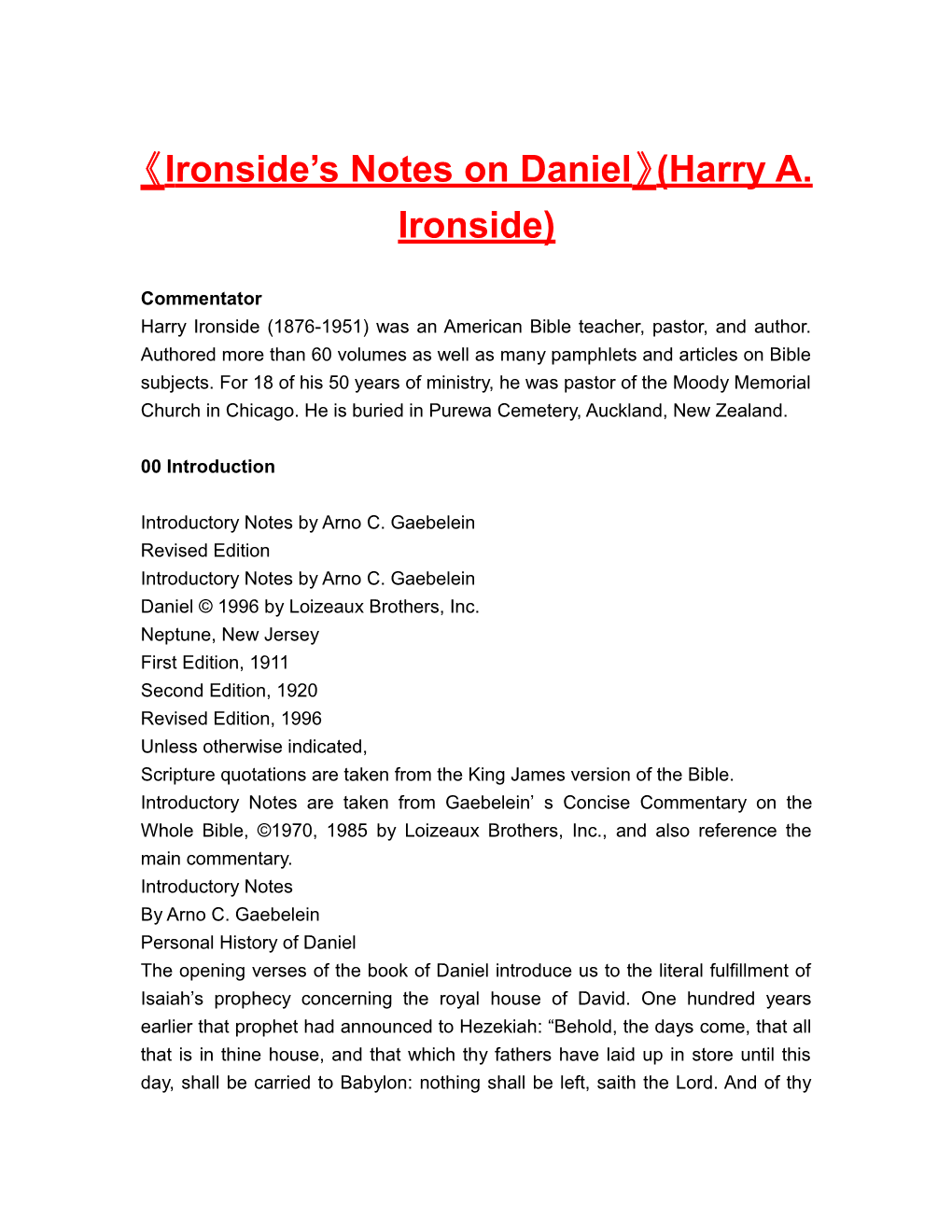 Ironside S Notes on Daniel (Harry A. Ironside)