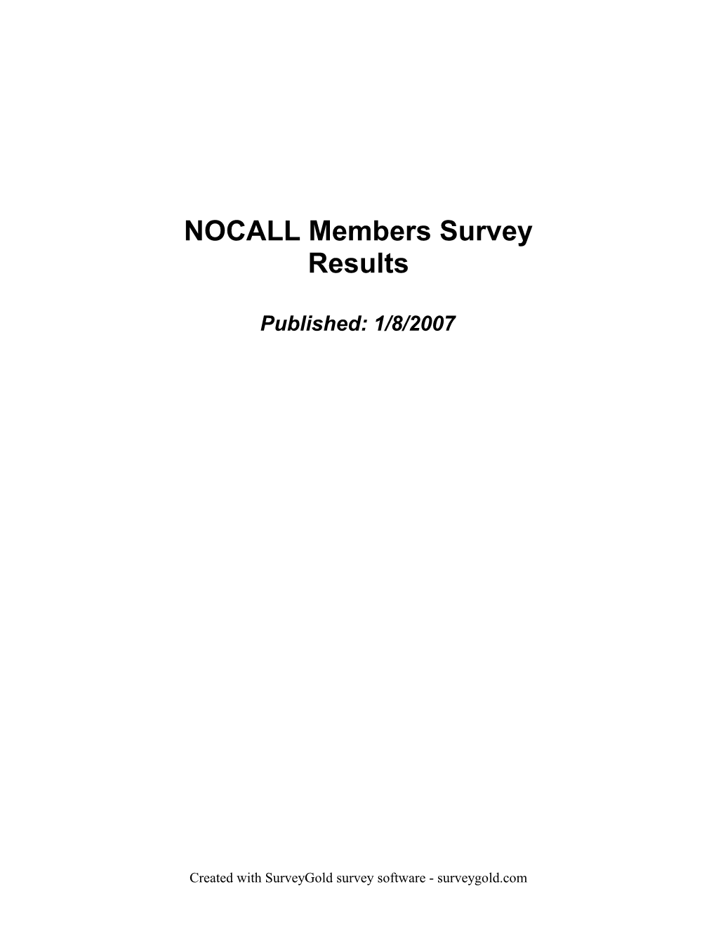 NOCALL Members Survey