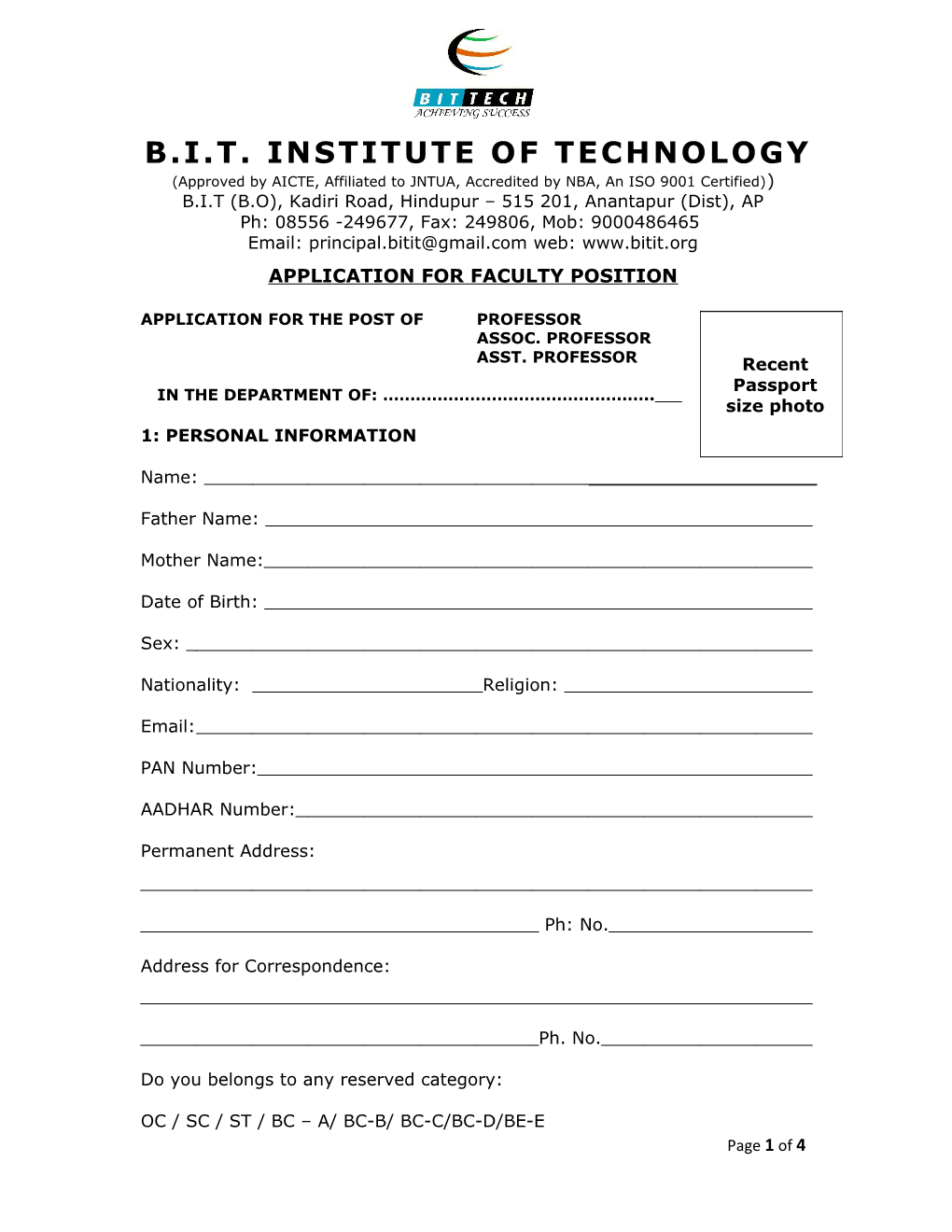 B.I.T. Institute of Technology