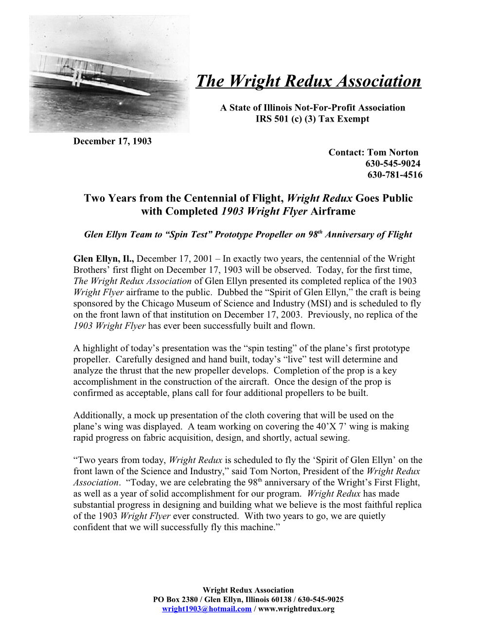 The Wright Redux Association