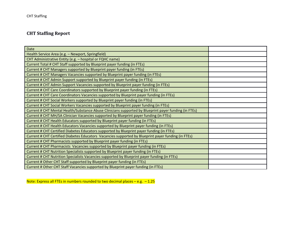 CHT Staffing Report