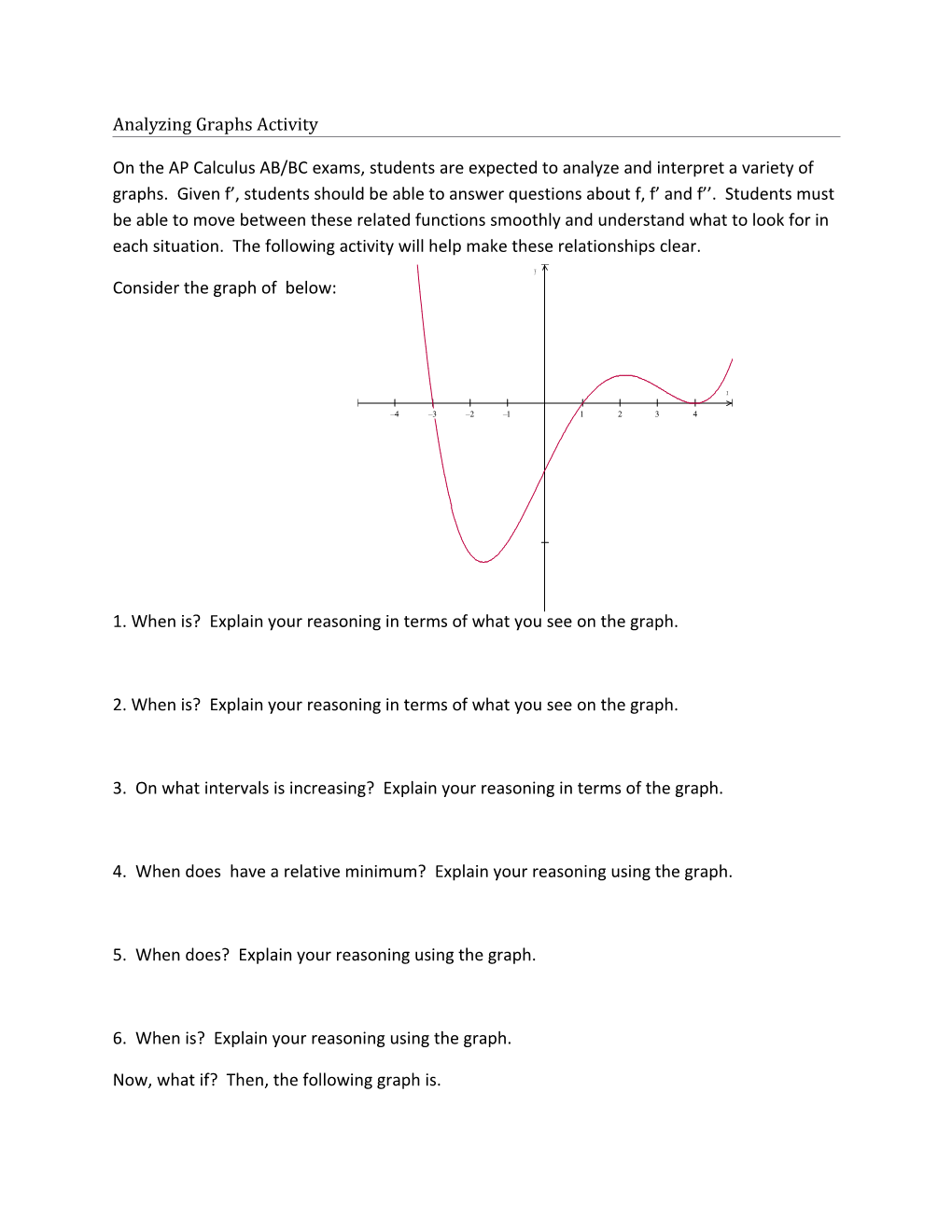 Analyzing Graphs Activity