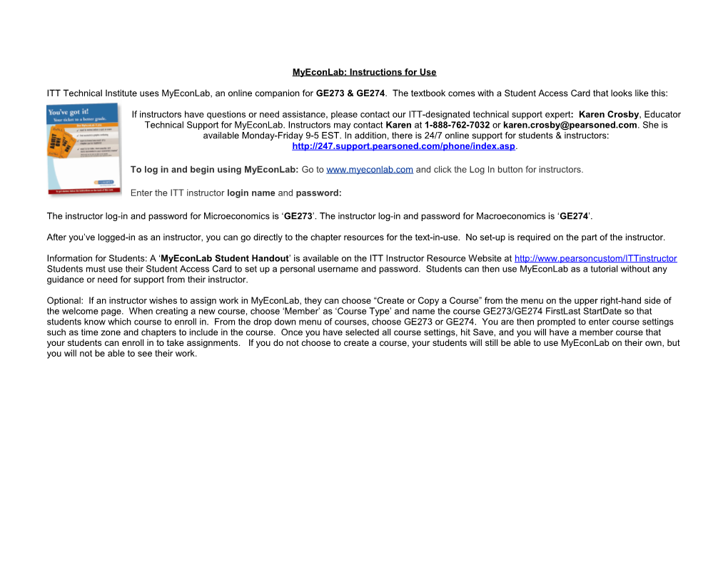 Myeconlab: Instructions for Use