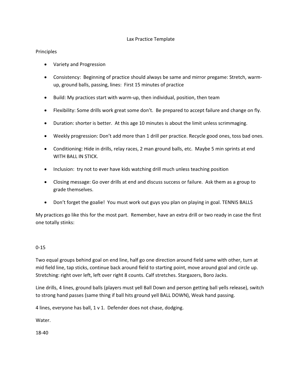 Lax Practice Template