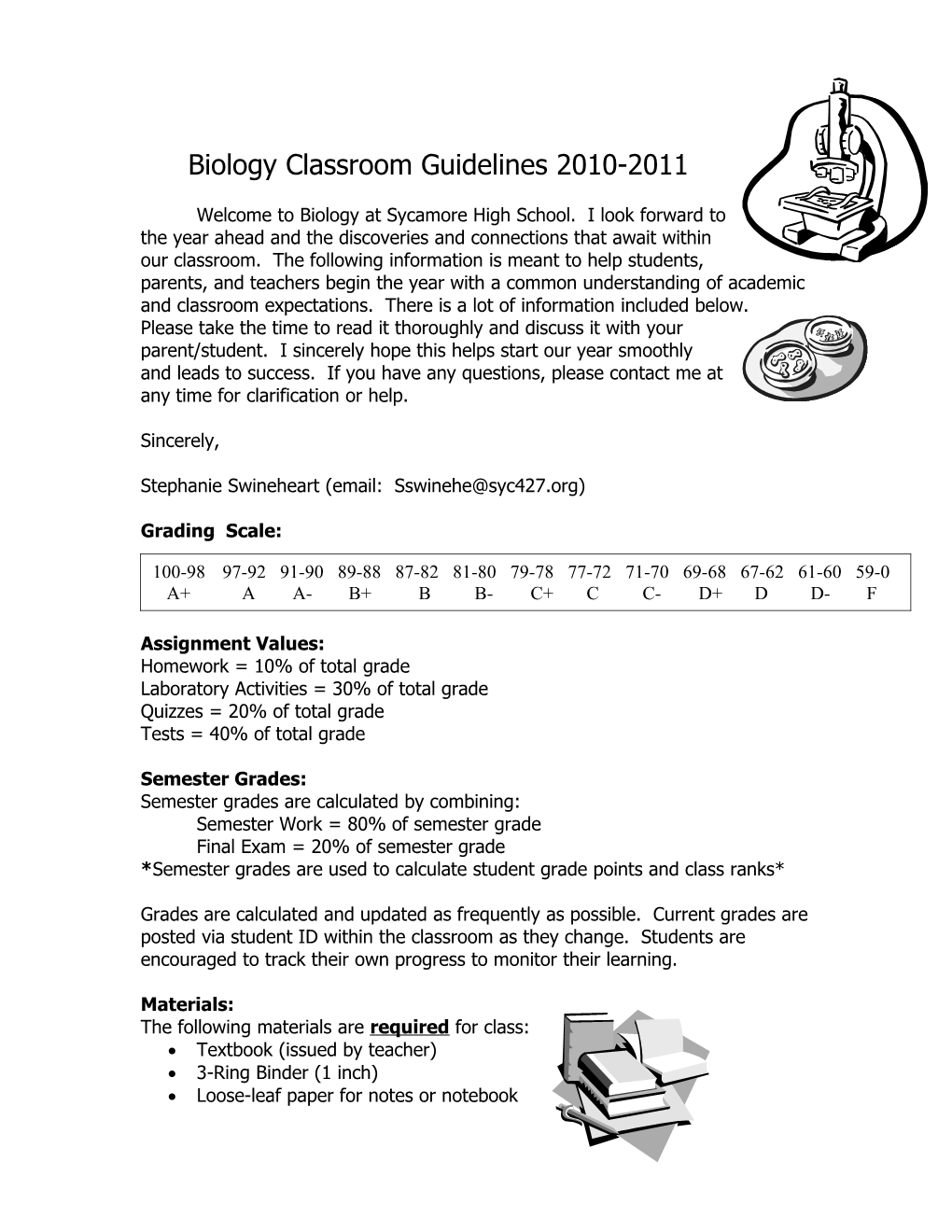 Biology Classroom Guidelines