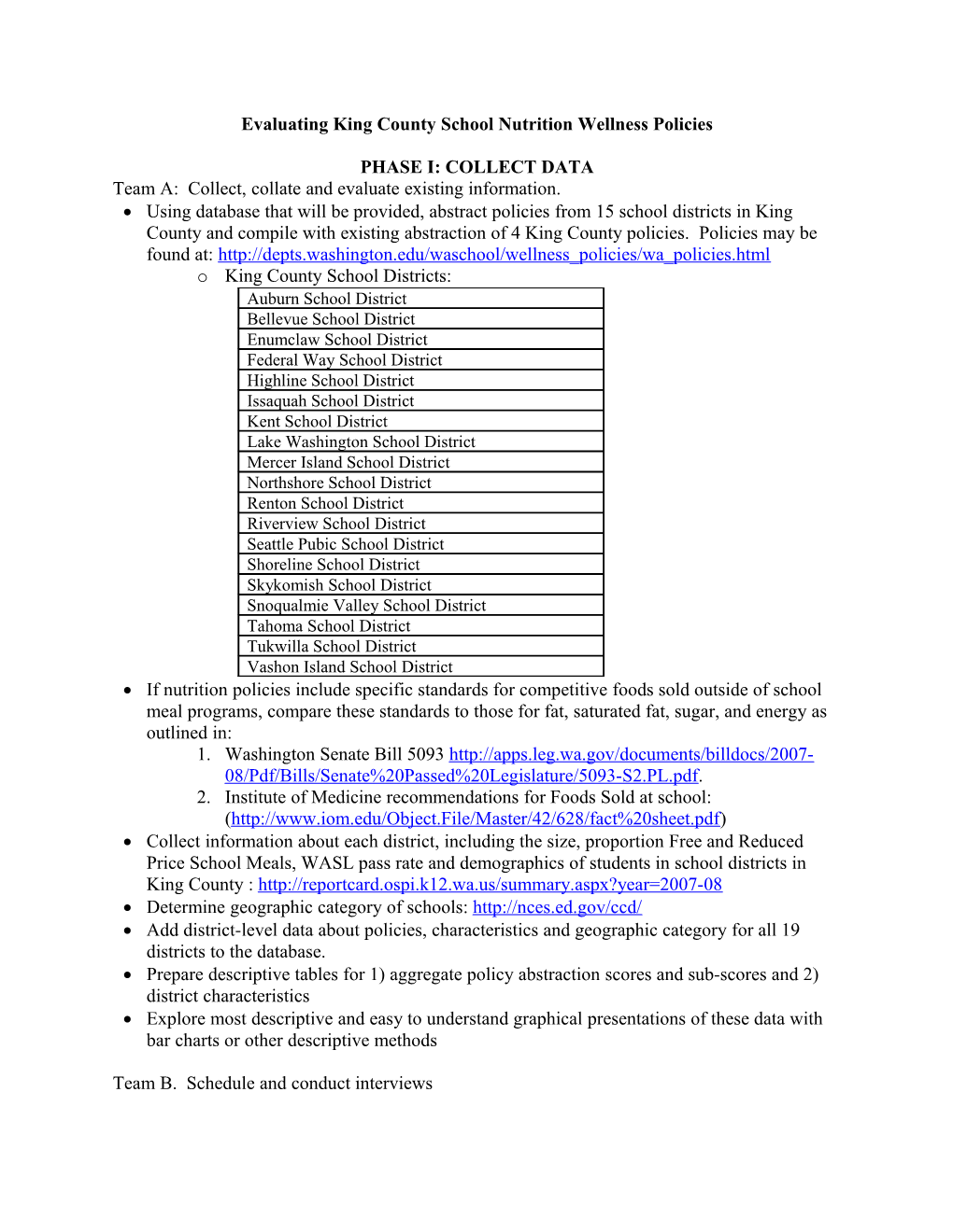 Evaluating King County School Nutrition Wellness Policies