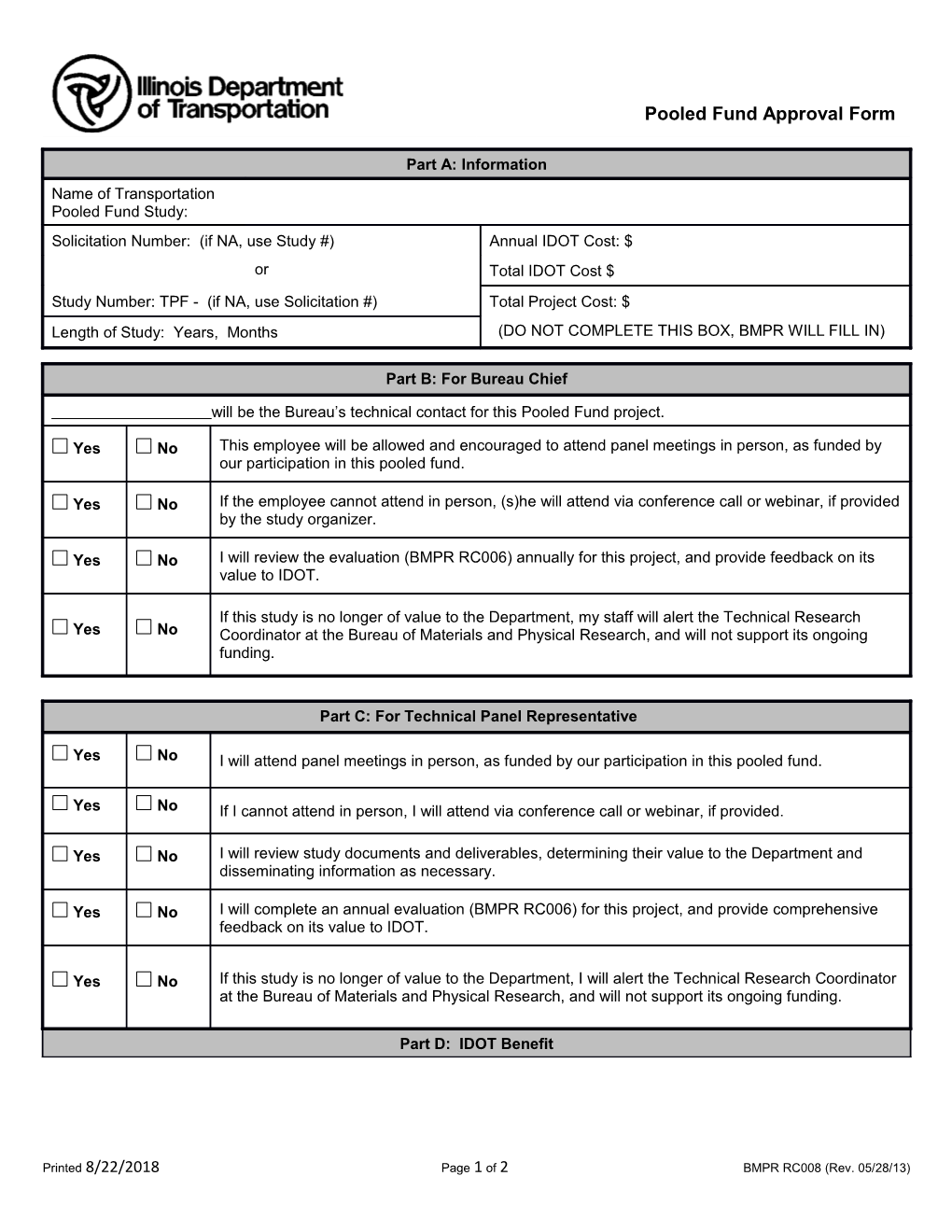 Pooled Fund Approval Form