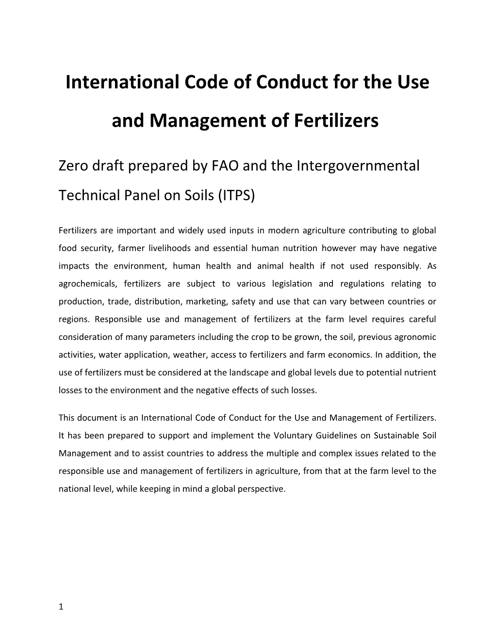 International Code of Conduct for the Use and Management of Fertilizers