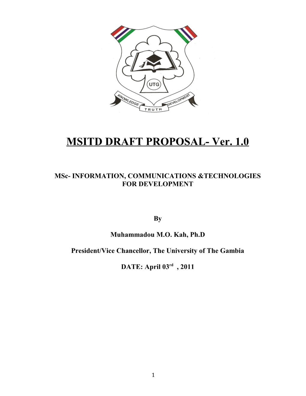 MSITD DRAFT PROPOSAL- Ver. 1.0