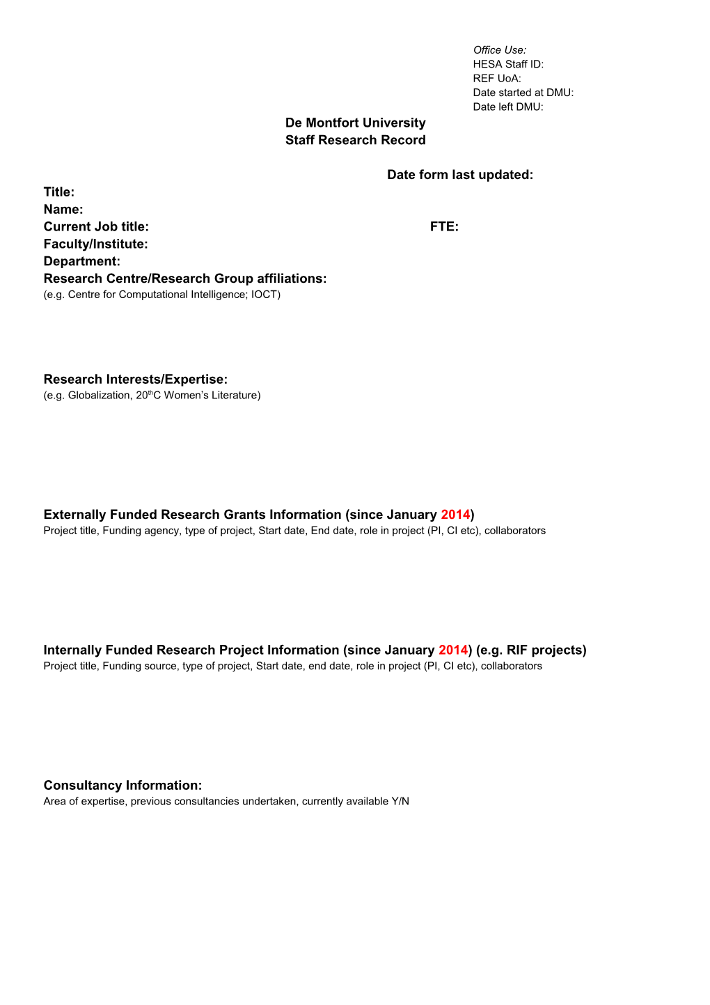 Research Record Form 2017