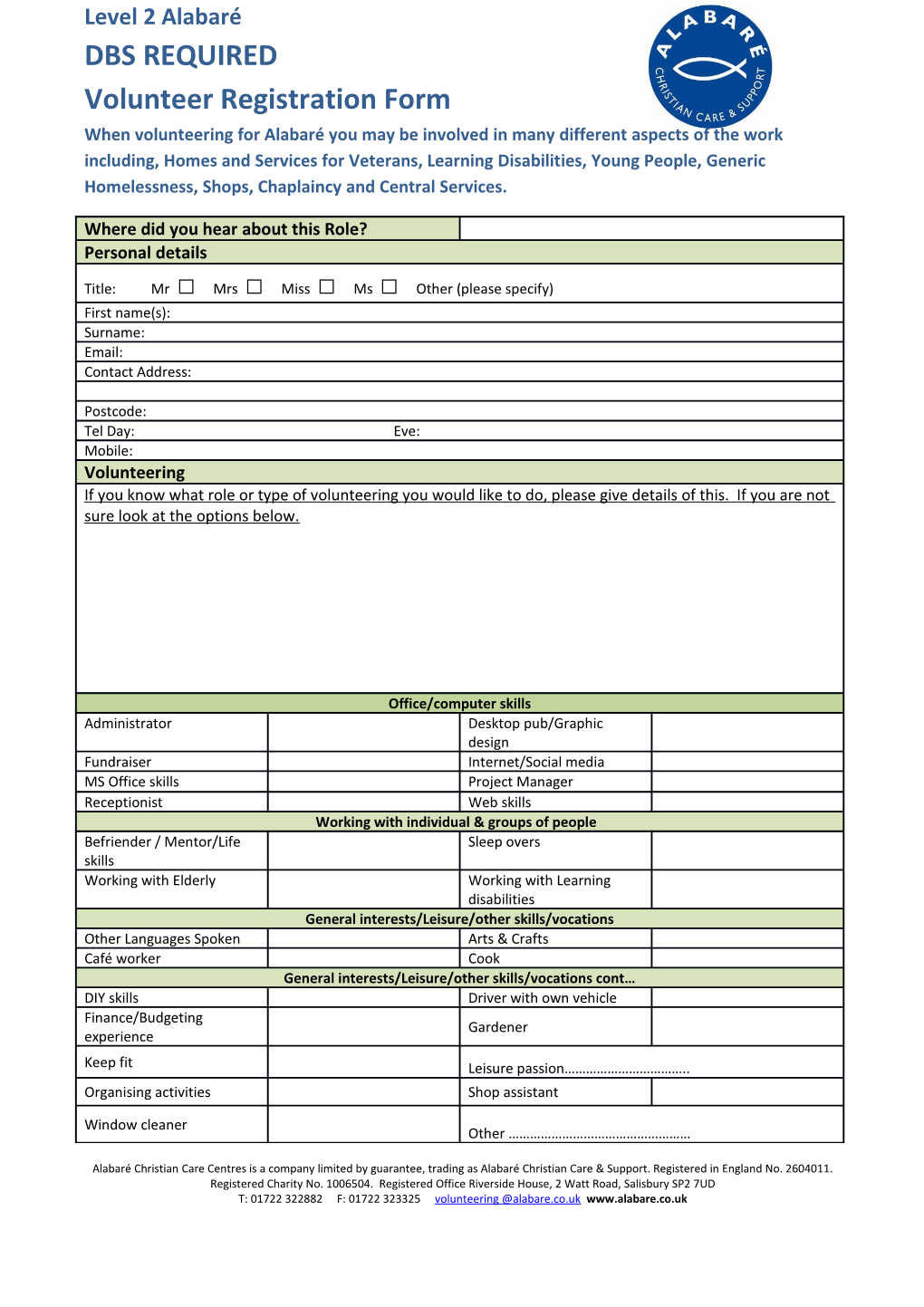 Volunteer Registration Form s1