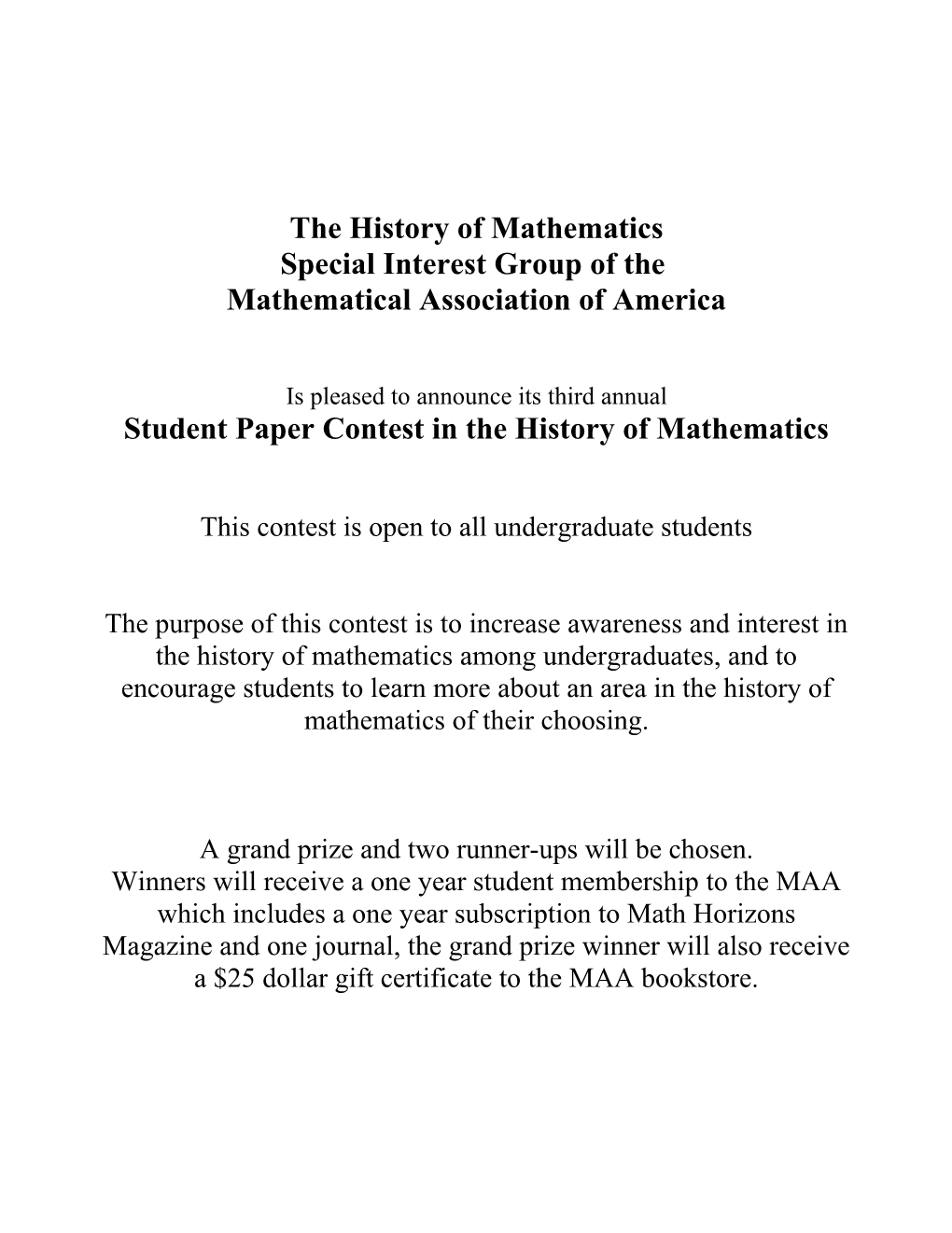 The History of Mathematics