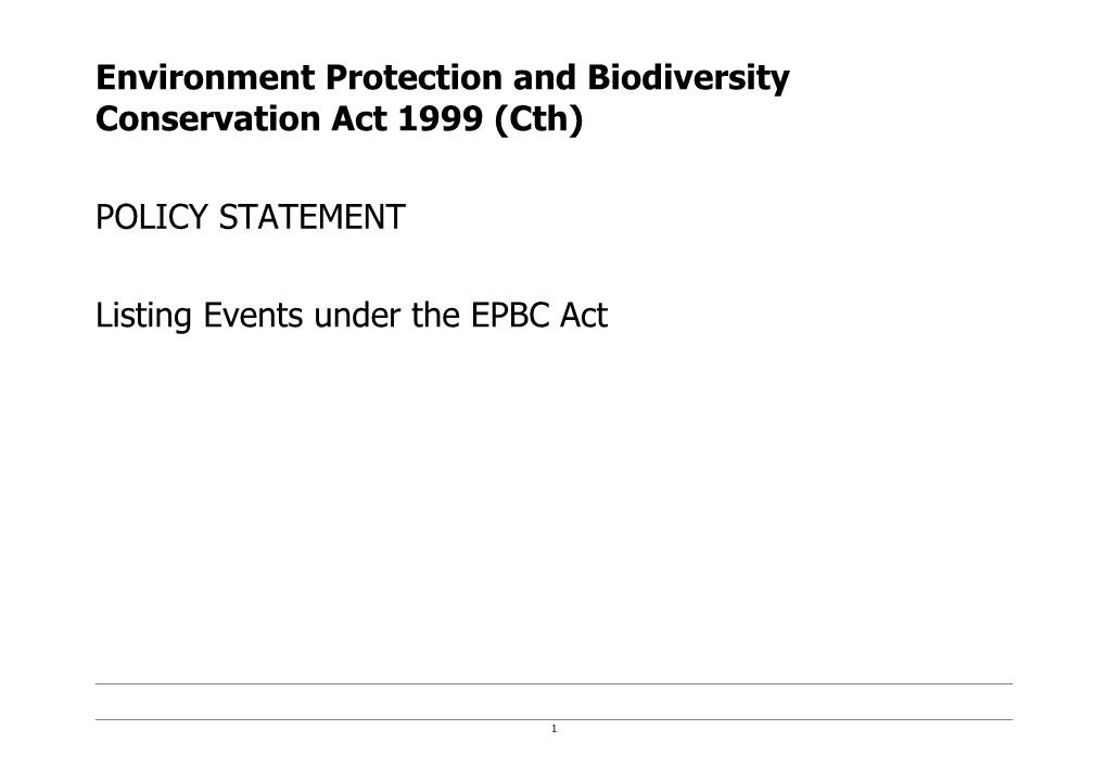 Listing Events Under the EPBC Act