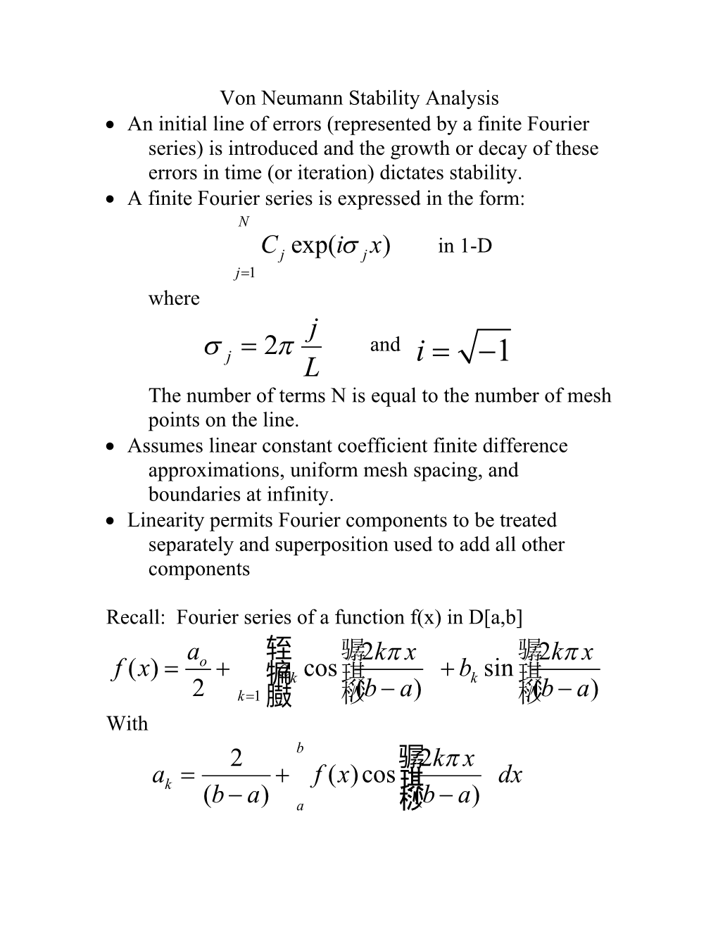 Von Neumann Stability Analysis