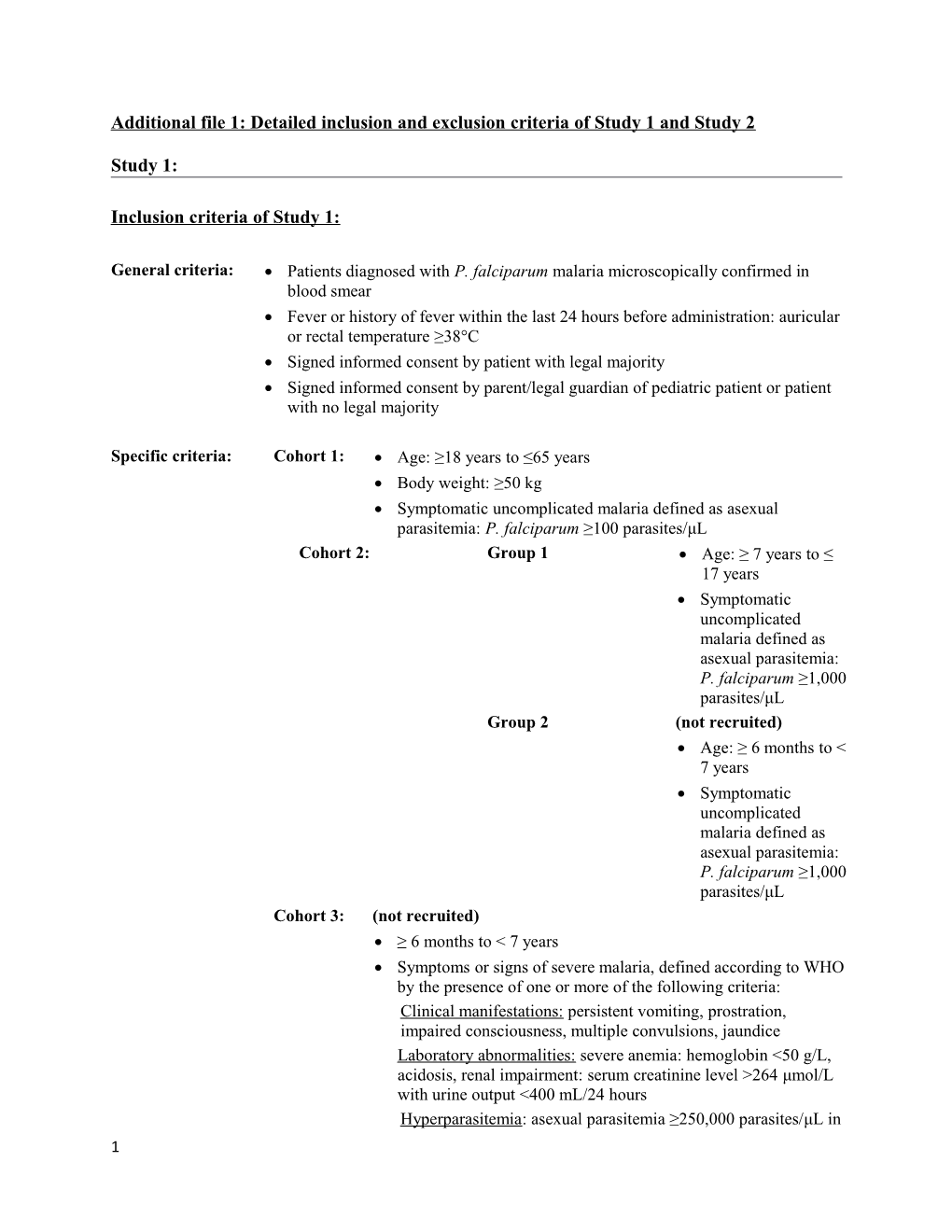 Additional File 1: Detailed Inclusion and Exclusion Criteria of Study 1 and Study 2