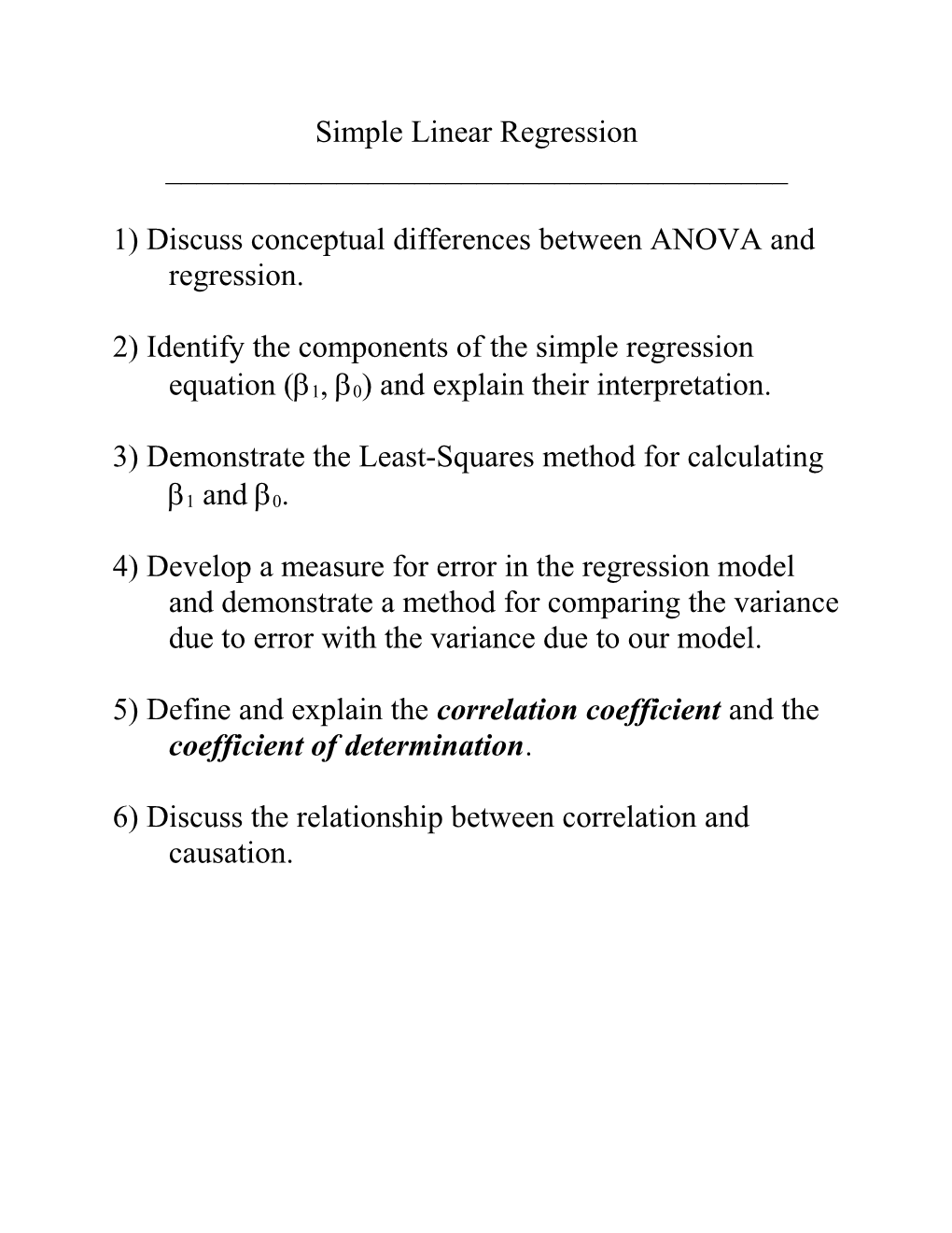 1) Discuss Conceptual Differences Between ANOVA and Regression