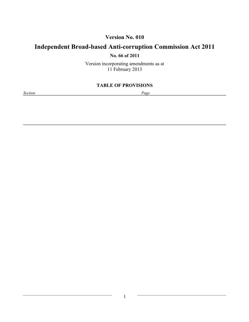 Independent Broad-Based Anti-Corruption Commission Act 2011