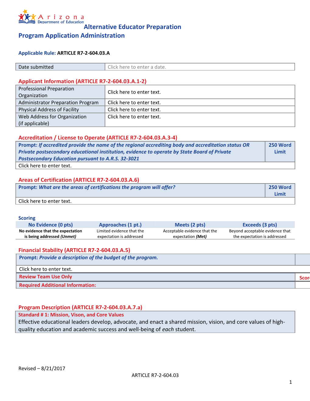 Educator Preparation Review Continuous Improvement Worksheet