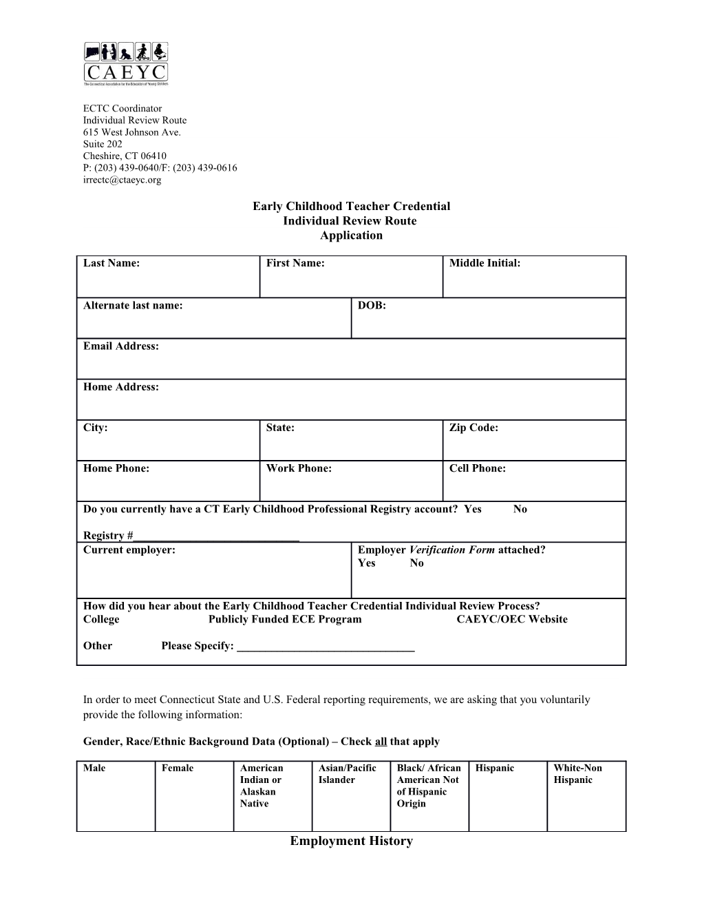 Individual Review Route ECTC