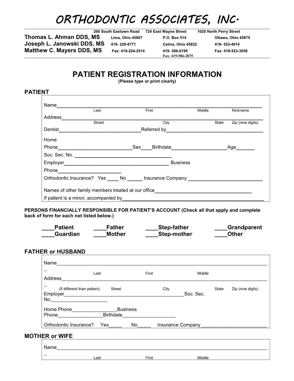 Patient Registration Information