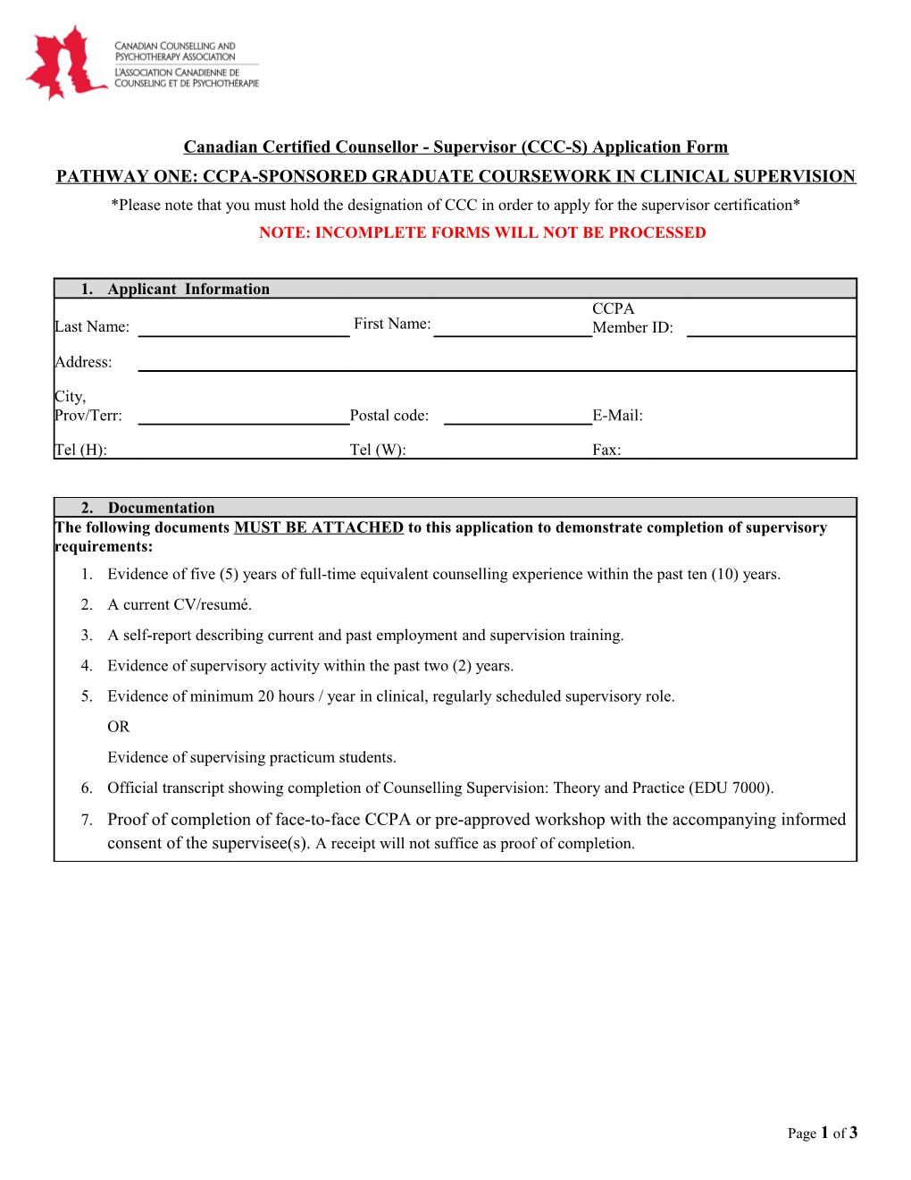 CCC Application Form