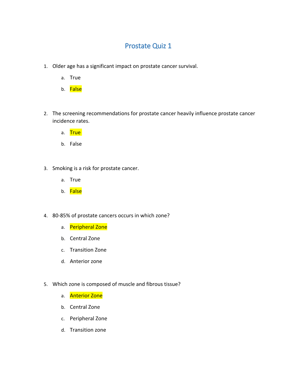 Prostate Quiz 1