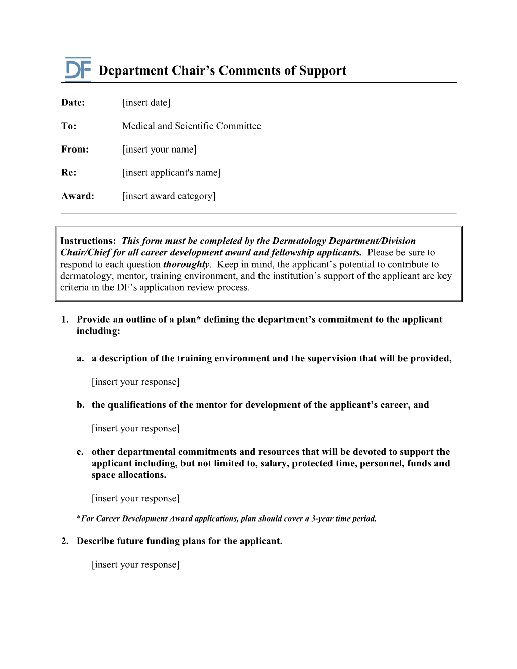 Mentor and Chair Letter of Support Form Replacement