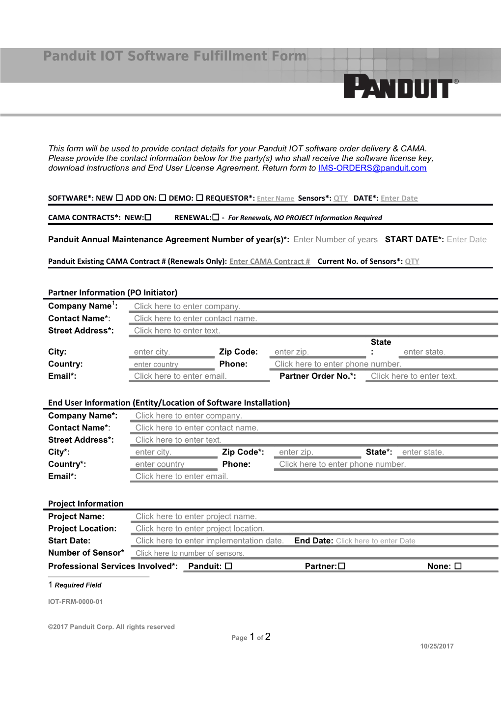 Smartzone Software License & CAMA Form (IMS-FRM-0100-03)
