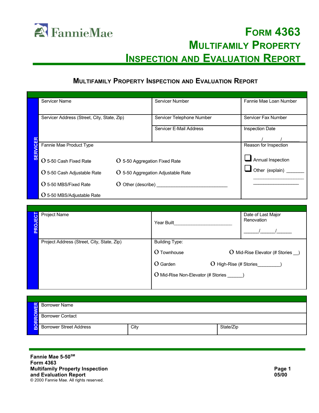 Multifamily Property Inspection and Evaluation Report