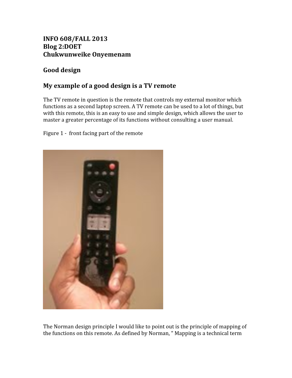 My Example of a Good Design Is a TV Remote