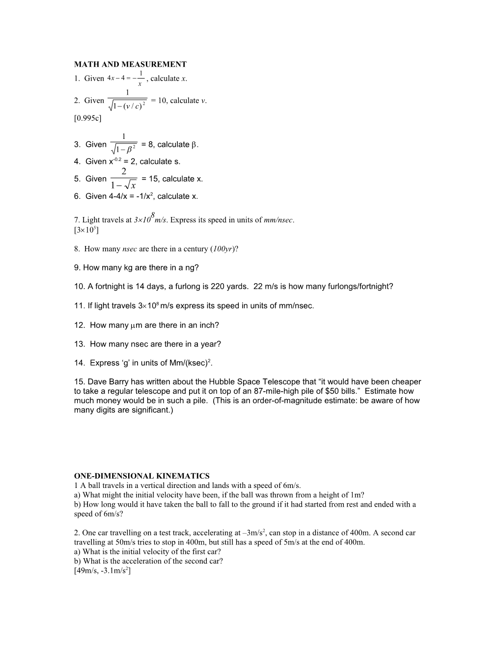 Math and Measurement