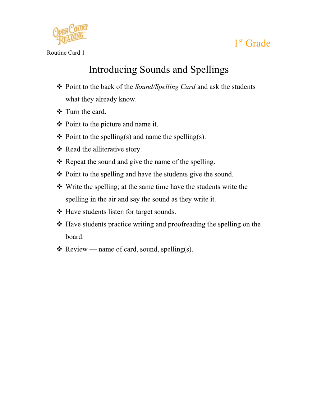 Introducing Sounds and Spellings