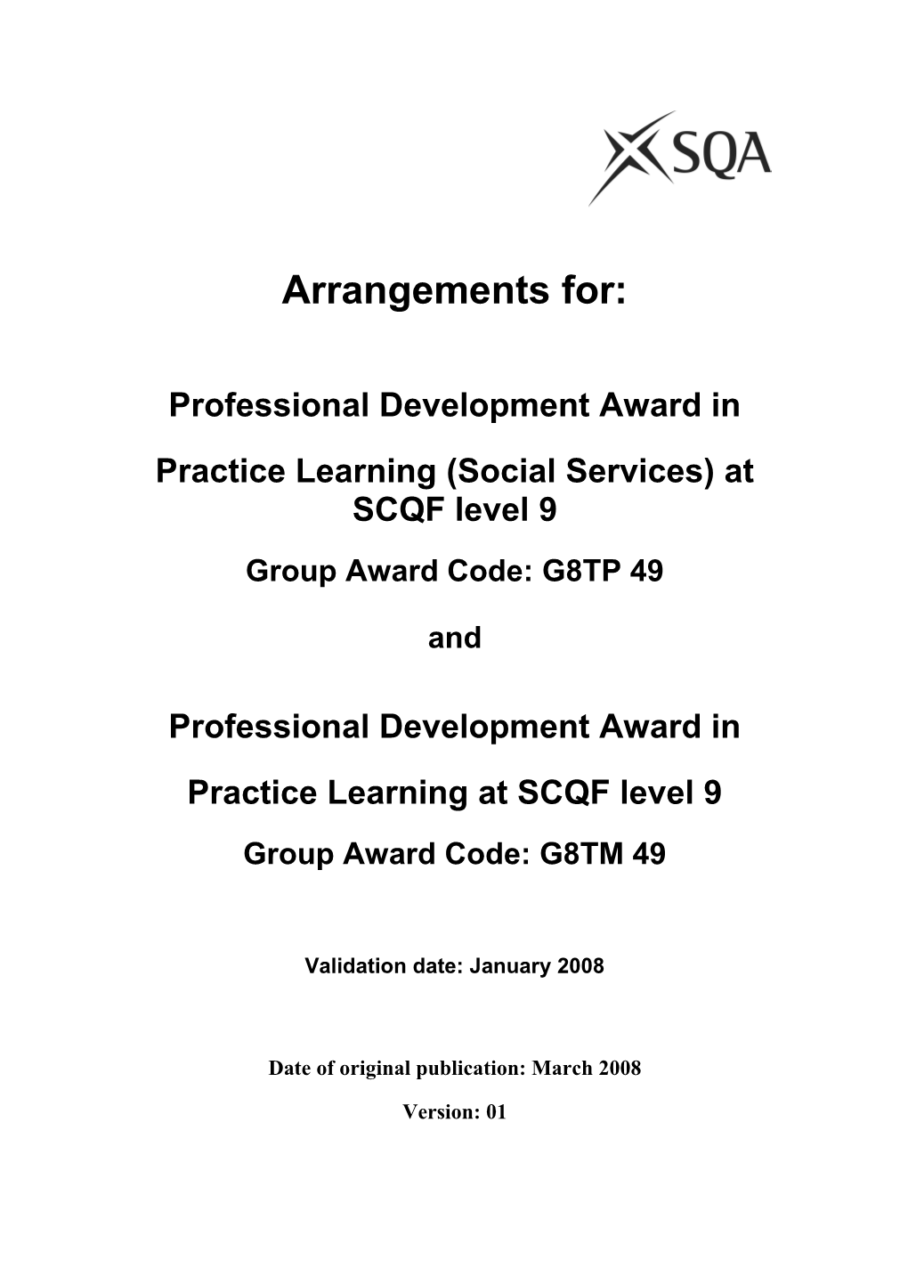 Practice Learning (Social Services) at SCQF Level 9