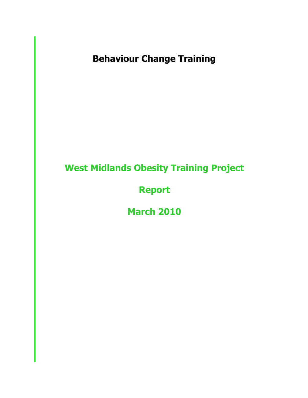 Behaviour Change Training